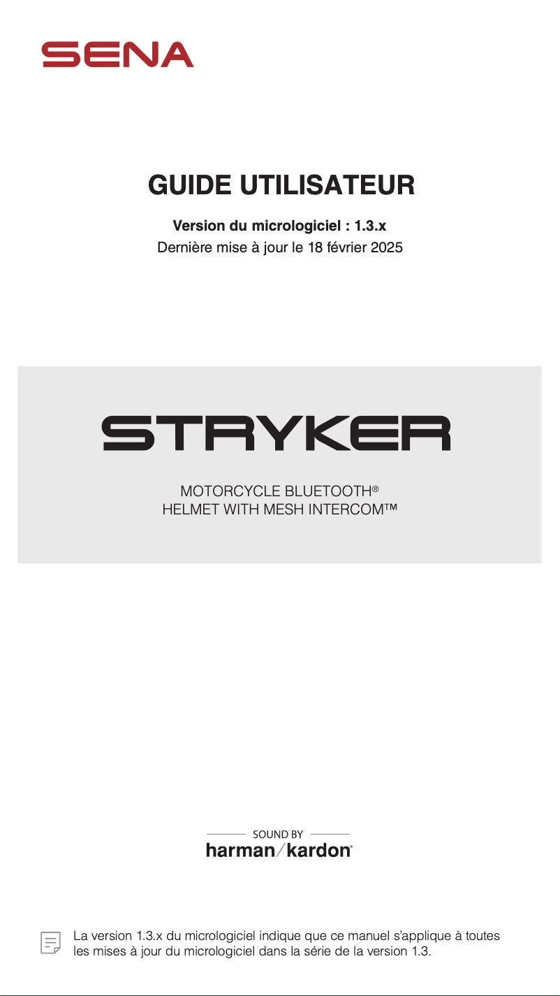 Page n°1 - Manuel utilisateur Sena Stryker
