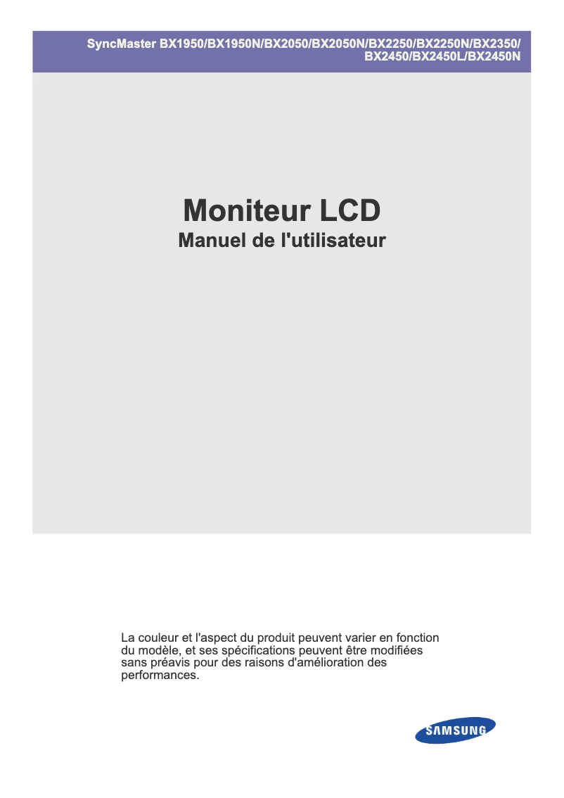Page 1 de la notice Manuel utilisateur Samsung SyncMaster BX1950