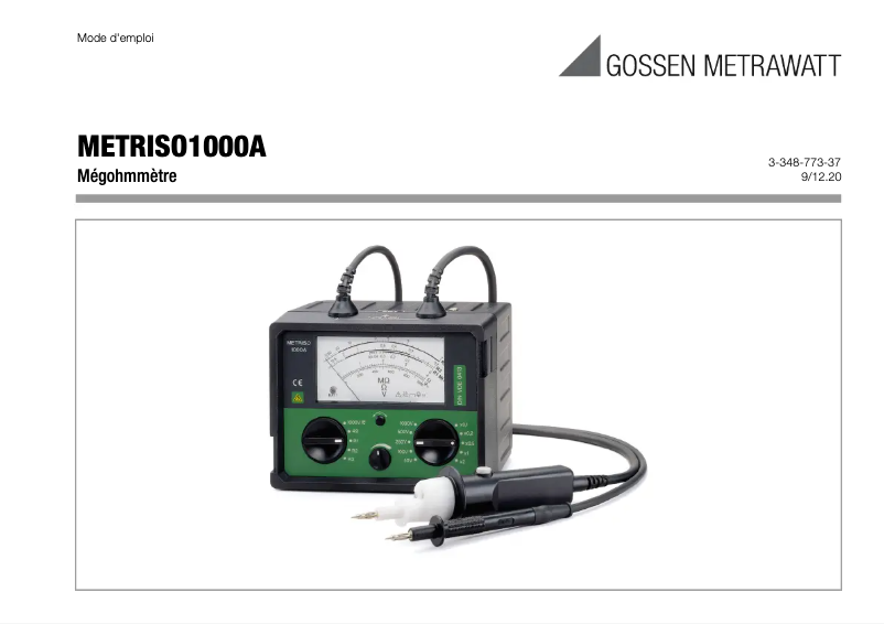 Page 1 de la notice Manuel utilisateur Gossen Metrawatt Metriso 1000A