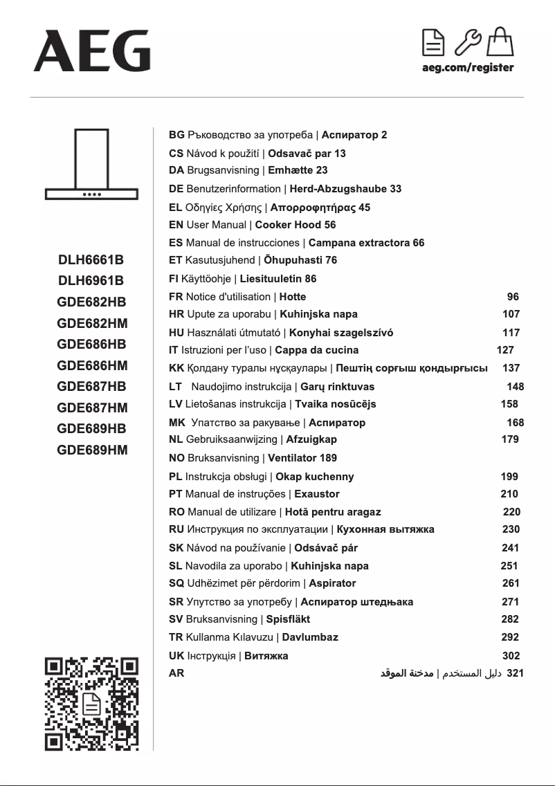 Page 1 de la notice Manuel utilisateur AEG GDE689HM