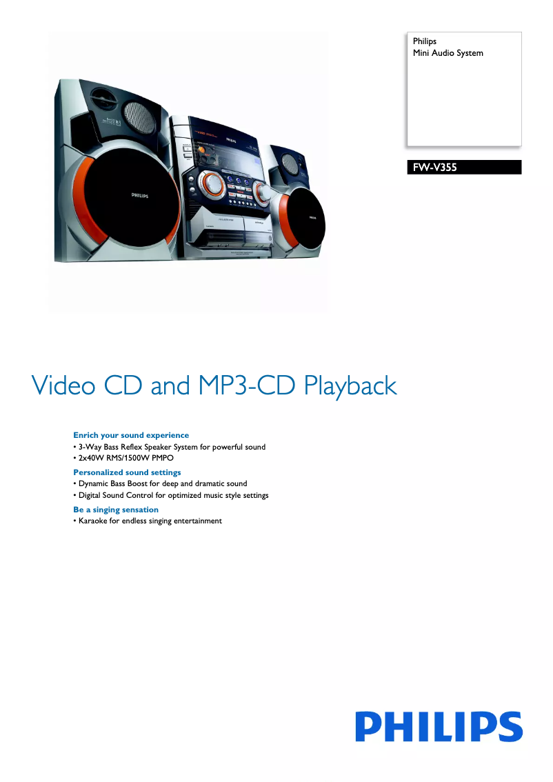 Page 1 de la notice Brochure Philips FW-C577