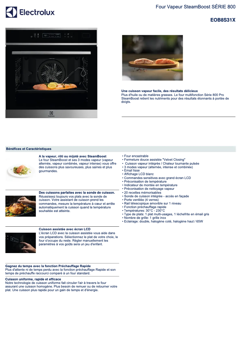 Page n°1 - Fiche technique Electrolux EOB8S31X