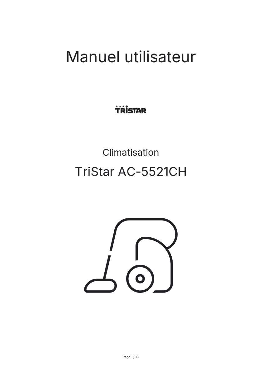 Page n°1 - Manuel utilisateur TriStar AC-5521CH