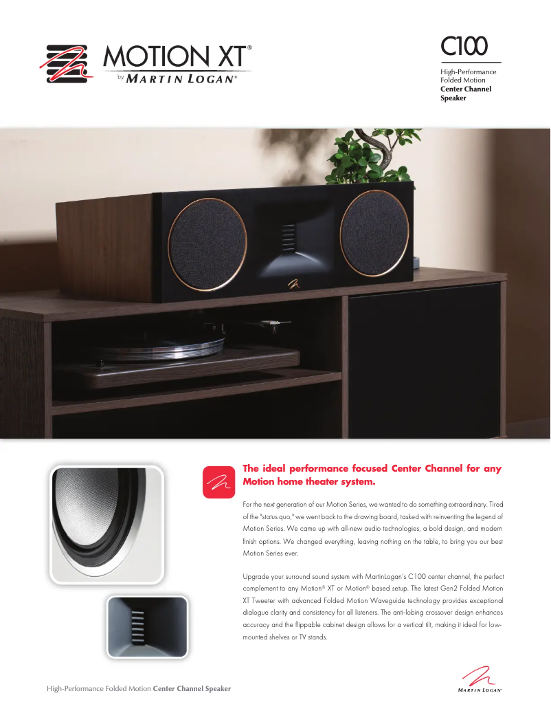 Page n°1 - Fiche technique Martin Logan Motion XT C100