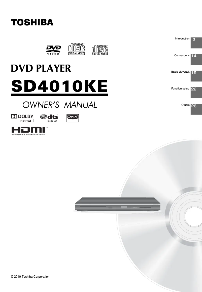 Page 1 de la notice Manuel utilisateur Toshiba SD4010