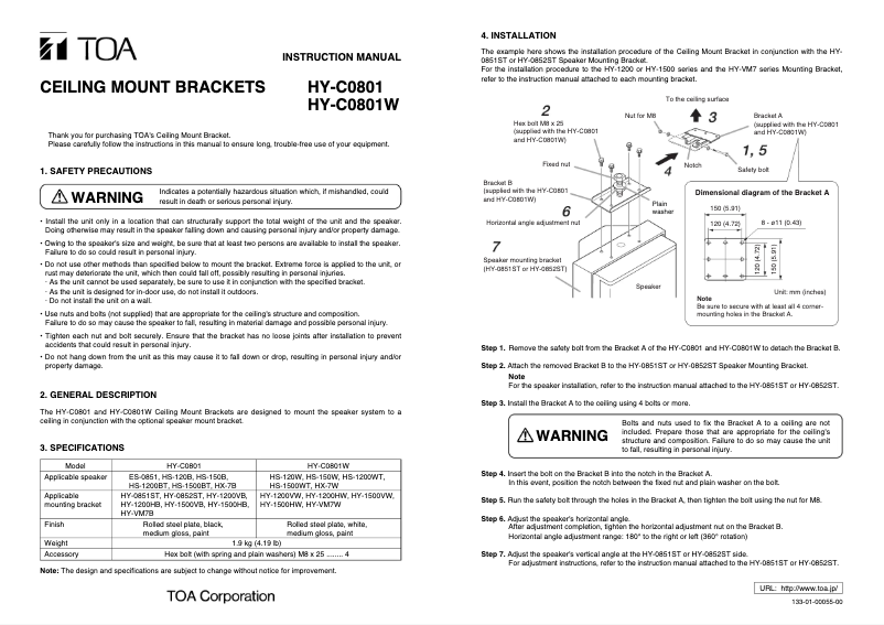 Página 1 del manual Manual de usuario TOA HY-C0801