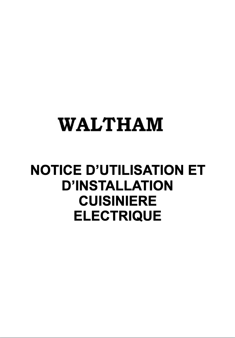 Page n°1 - Manuel utilisateur Waltham WTFSCE 56 B