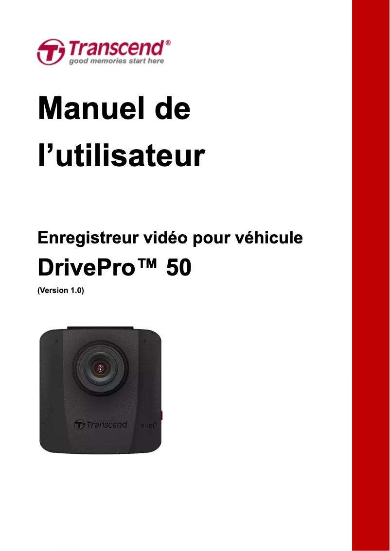 Page 1 de la notice Manuel utilisateur Transcend DrivePro 50