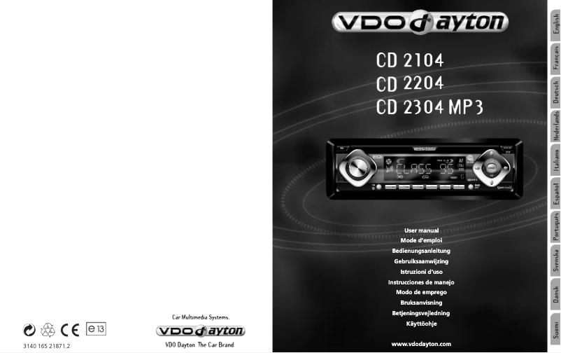 Page n°1 - Manuel utilisateur VDO Dayton CD 2304