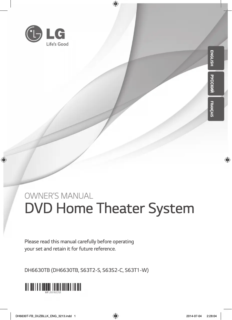 Page 1 de la notice Manuel utilisateur LG DH6630TB