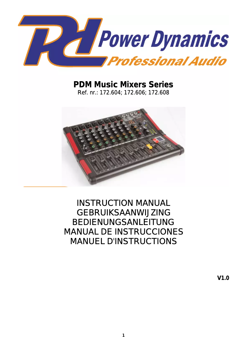 Page n°1 - Manuel utilisateur Power Dynamics PDM-M604