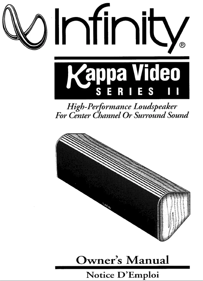 Page 1 de la notice Manuel utilisateur Infinity Kappa Video Series II