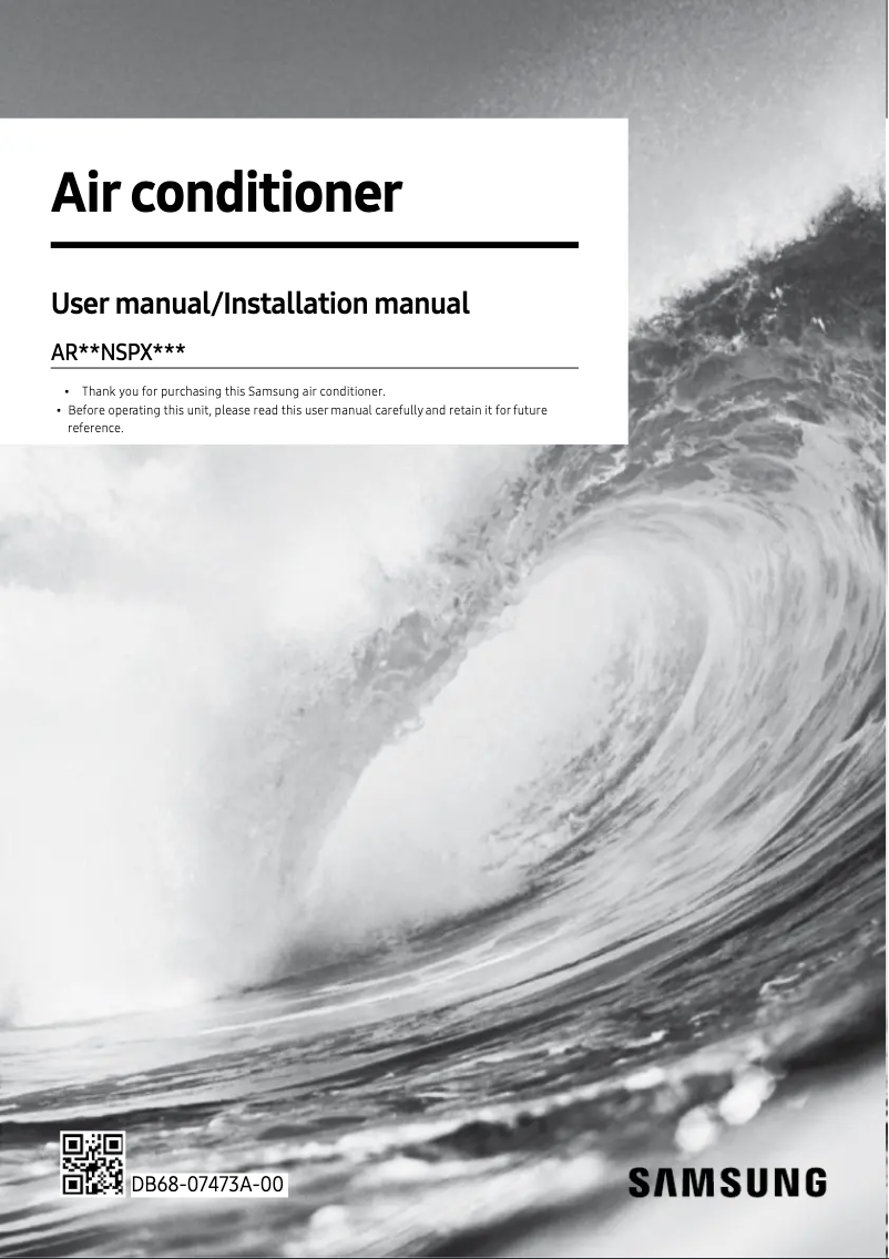 Page 1 de la notice Manuel utilisateur Samsung AR18NSPXDWK