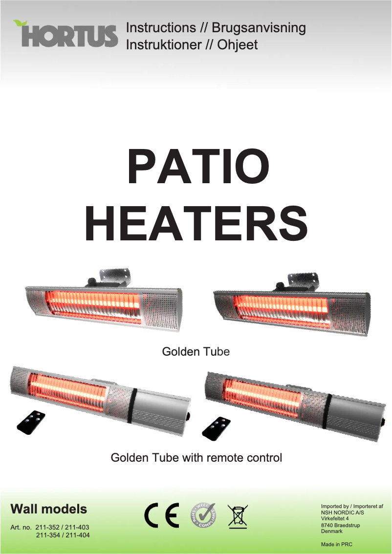 Page n°1 - Manuel utilisateur Hortus Golden Tube 211-403