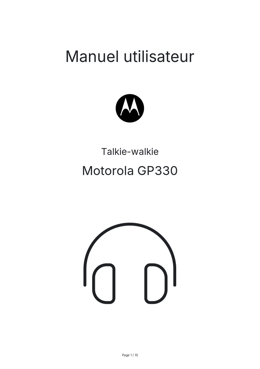Page n°1 - Manuel utilisateur Motorola GP330
