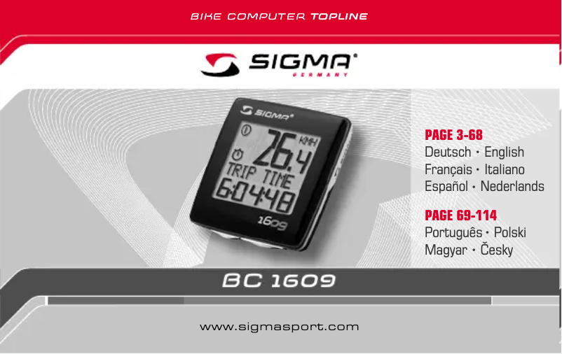 Page 1 de la notice Manuel utilisateur Sigma BC 1609
