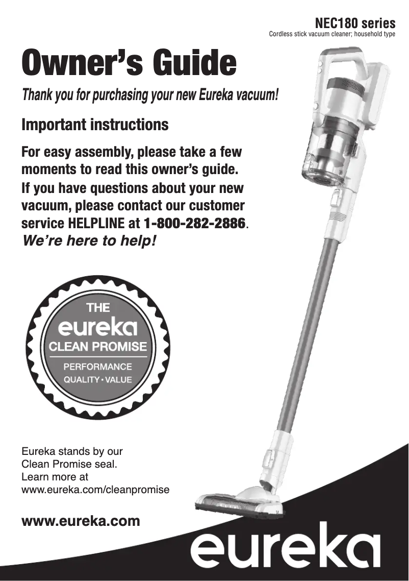 Page n°1 - Manuel utilisateur Eureka RapidClean Pro NEC180