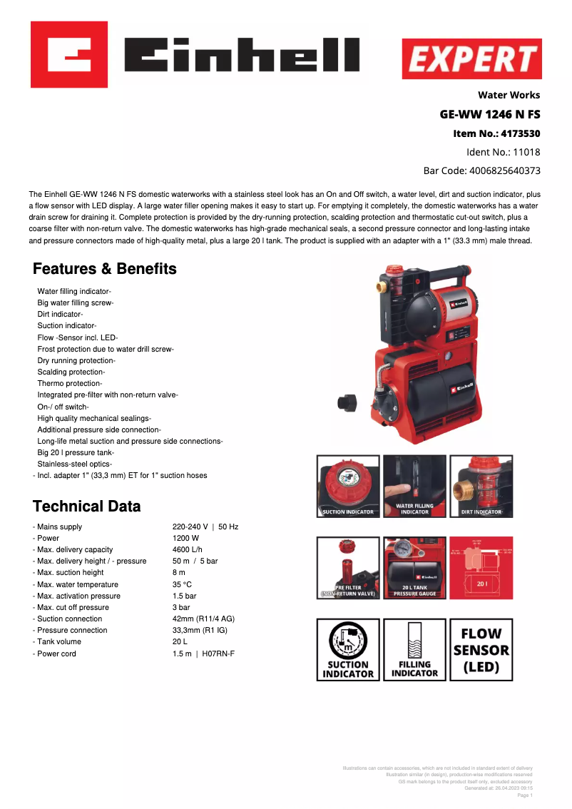 Image de la première page du manuel de l'appareil GE-WW 1246 N FS