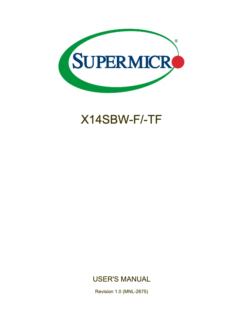 Page 1 de la notice Manuel utilisateur Supermicro X14SBW-TF