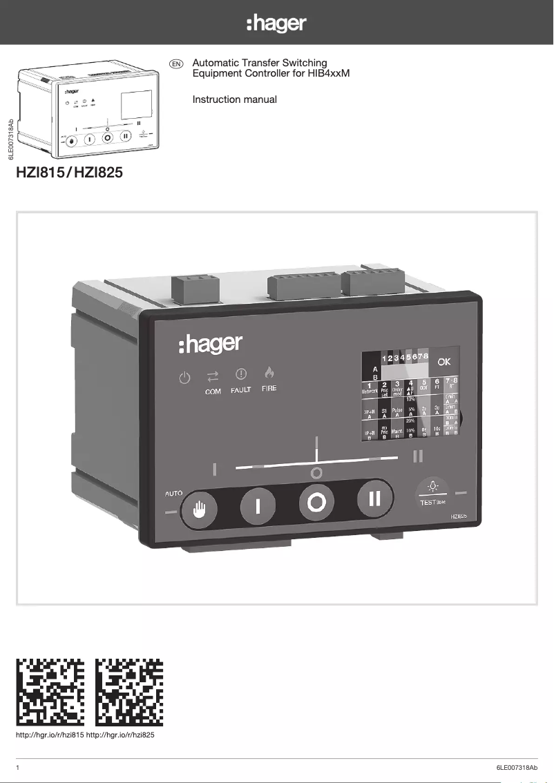 Page n°1 - Manuel utilisateur Hager HZI825