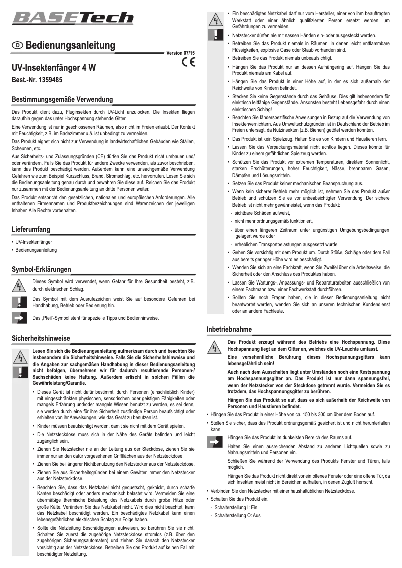 Image de la première page du manuel de l'appareil UV 4 W