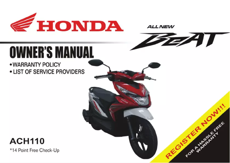 Page 1 de la notice Manuel utilisateur Honda Beat 110 (2018)