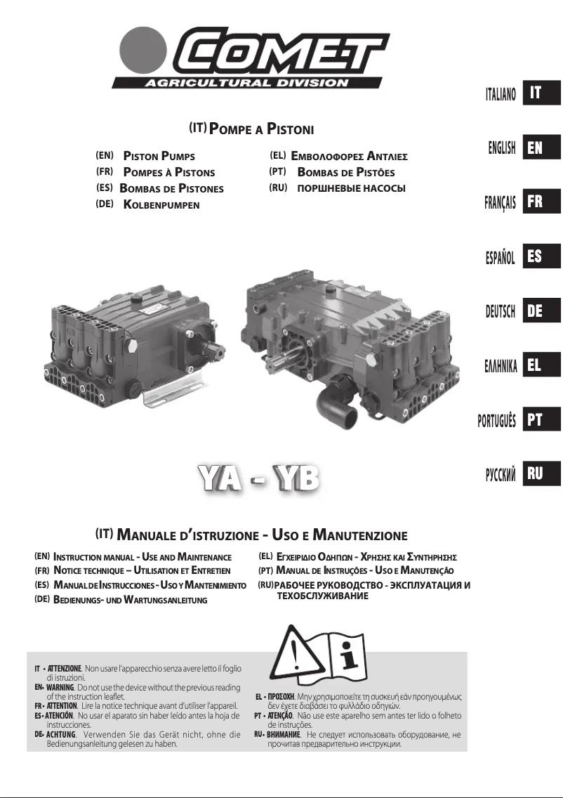 Page n°1 - Manuel utilisateur Comet YB 150