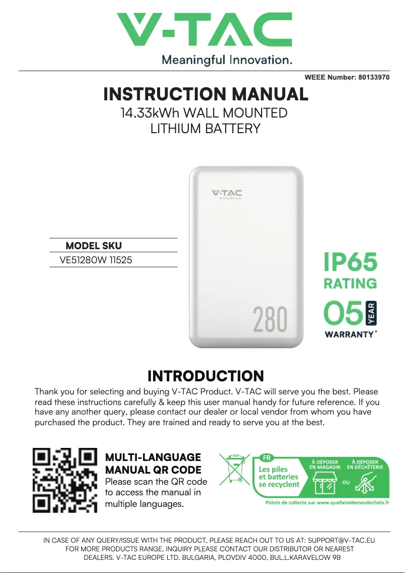 Image de la première page du manuel de l'appareil VE51280W