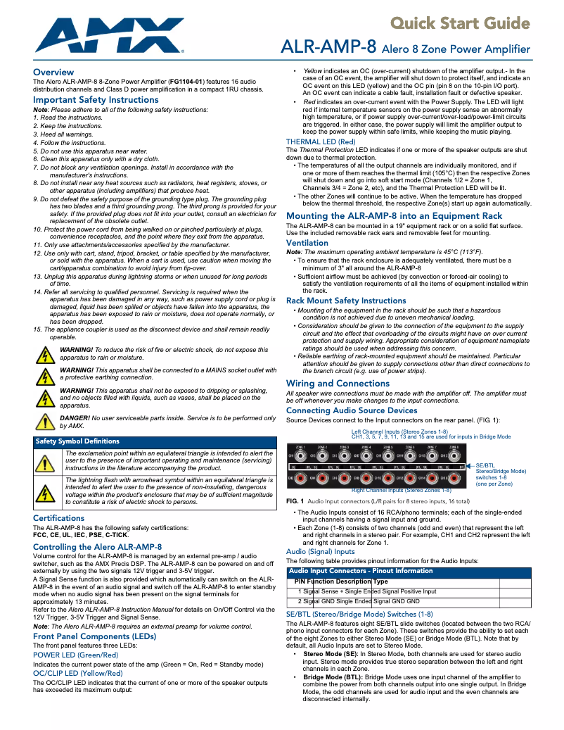Imagen de la primera página del manual del dispositivo Alero ALR-AMP-8
