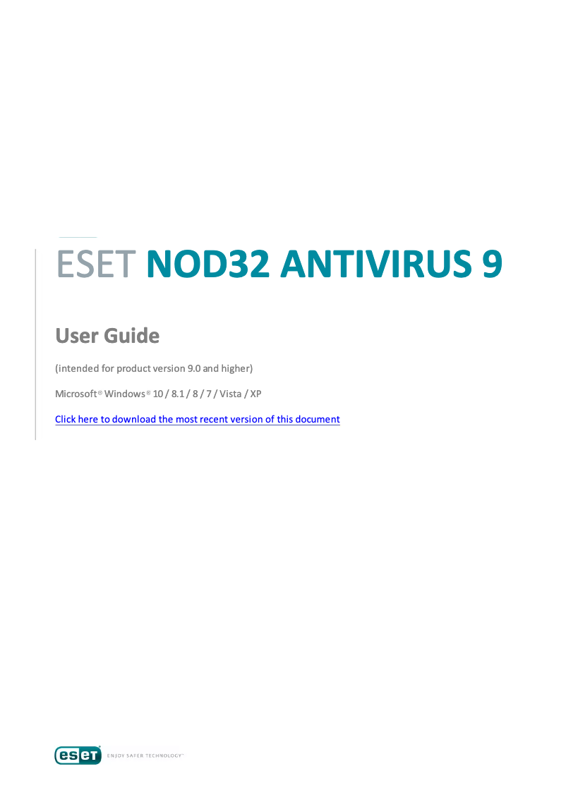 Page 1 de la notice Manuel utilisateur ESET NOD32 Antivirus 9