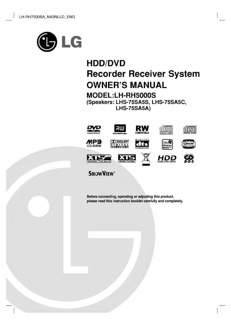 Page n°1 - Manuel utilisateur LG LH-RH5000S