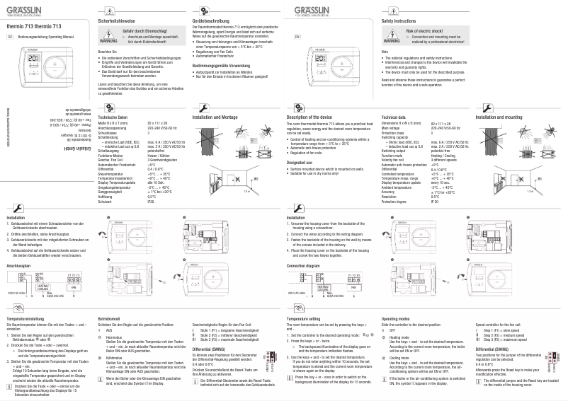 Page n°1 - Manuel utilisateur Grässlin Thermio 713