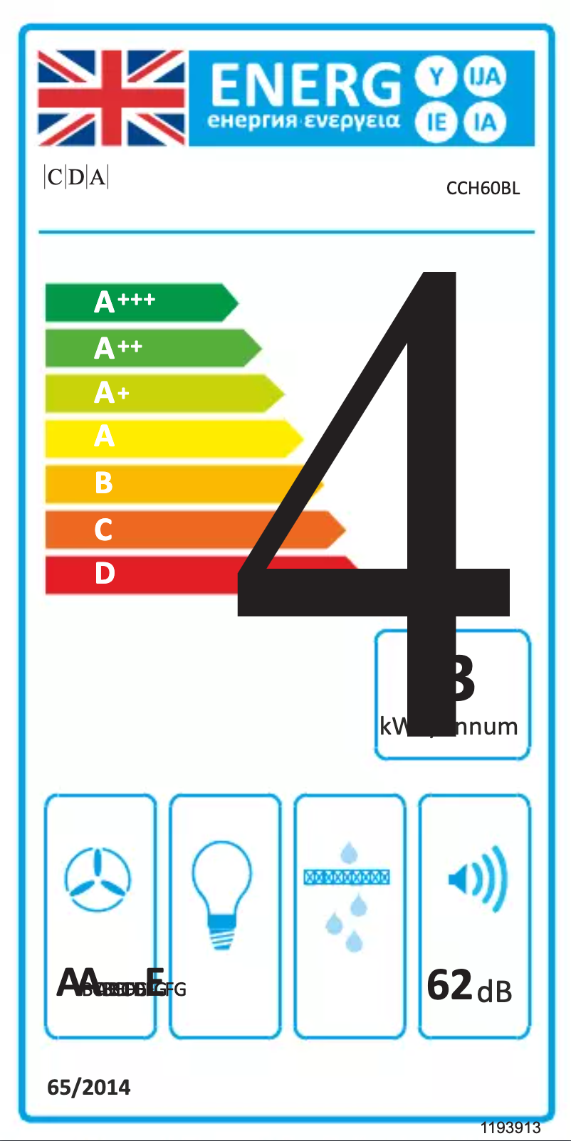 Page 1 de la notice Label énergétique CDA CCH60BL