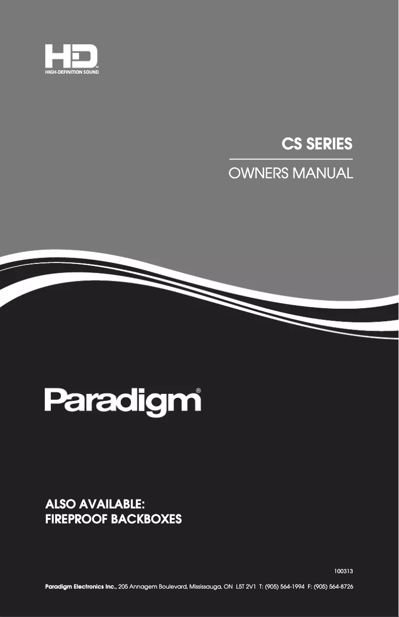 Page n°1 - Manuel utilisateur Paradigm CS-160