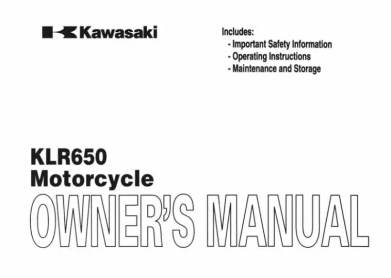 Page 1 de la notice Manuel utilisateur Kawasaki KLR650