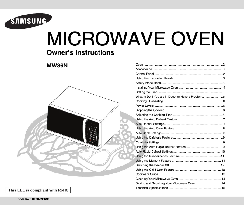 Image de la première page du manuel de l'appareil MW86N-S
