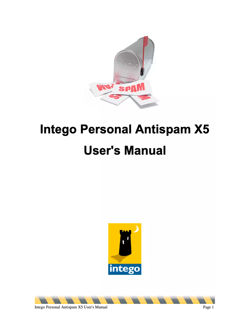 Page 1 de la notice Manuel utilisateur Intego Personal Antispam X5