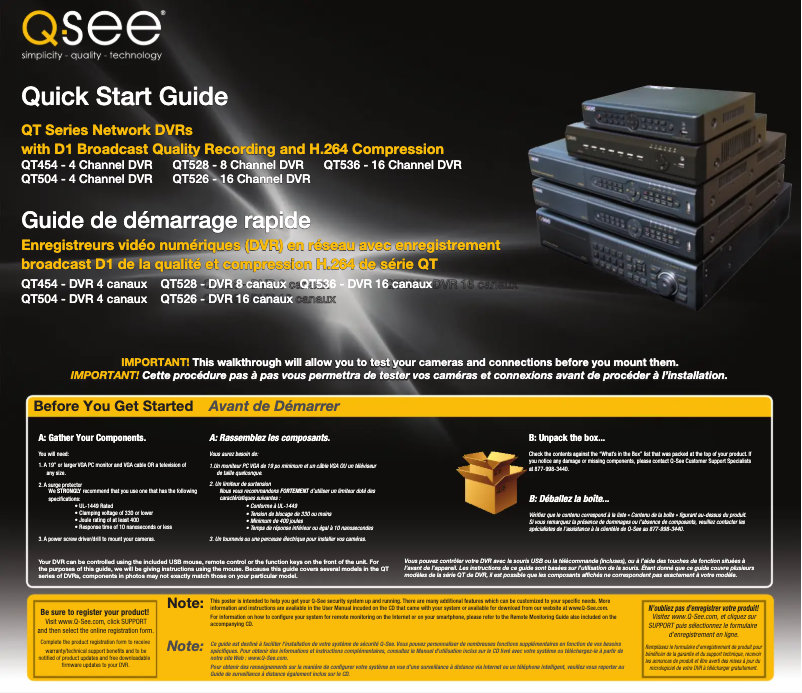 Page n°1 - Manuel utilisateur Q-See QT5516