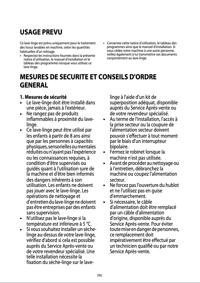 Page 1 de la notice Manuel utilisateur Whirlpool AWO 8587 SM