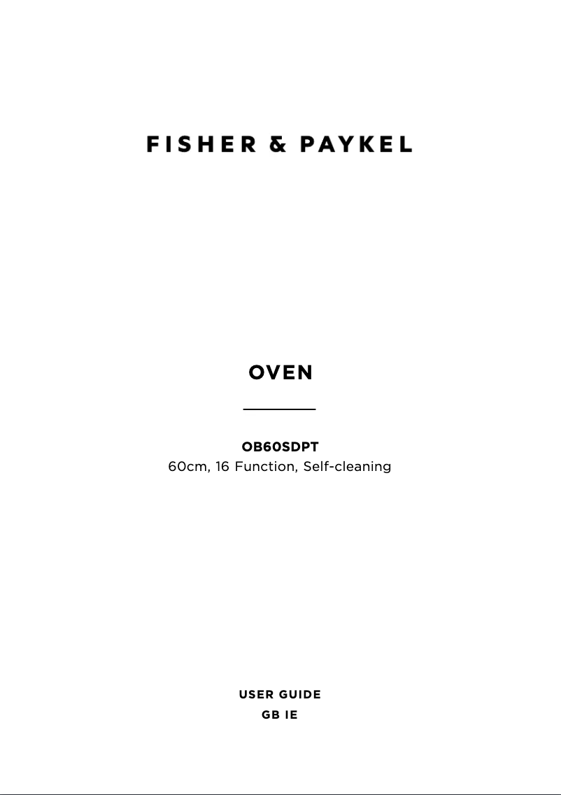 Page 1 de la notice Manuel utilisateur Fisher & Paykel OB60SDPTB1