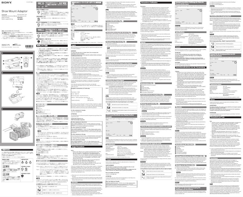 Page n°1 - Manuel utilisateur Sony SMAD-P5