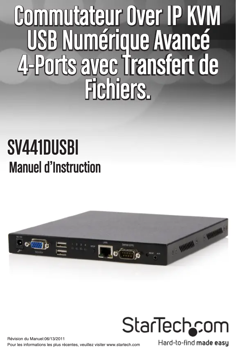 Page 1 de la notice Manuel utilisateur StarTech.com SV441DUSBI