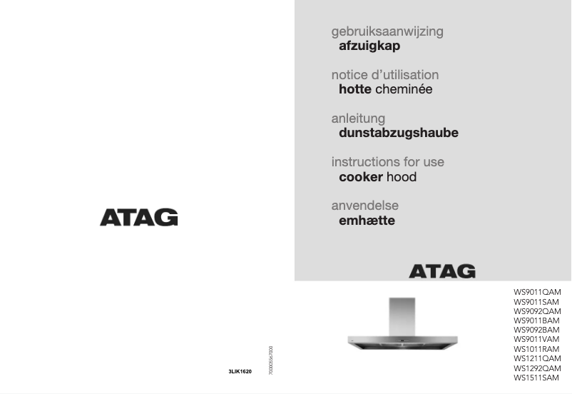 Page 1 de la notice Manuel utilisateur Atag WS1211QAM