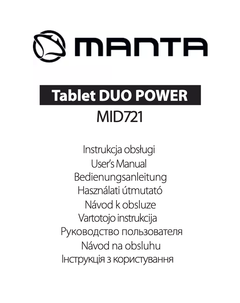 Page n°1 - Manuel utilisateur Manta Duo Power MID721