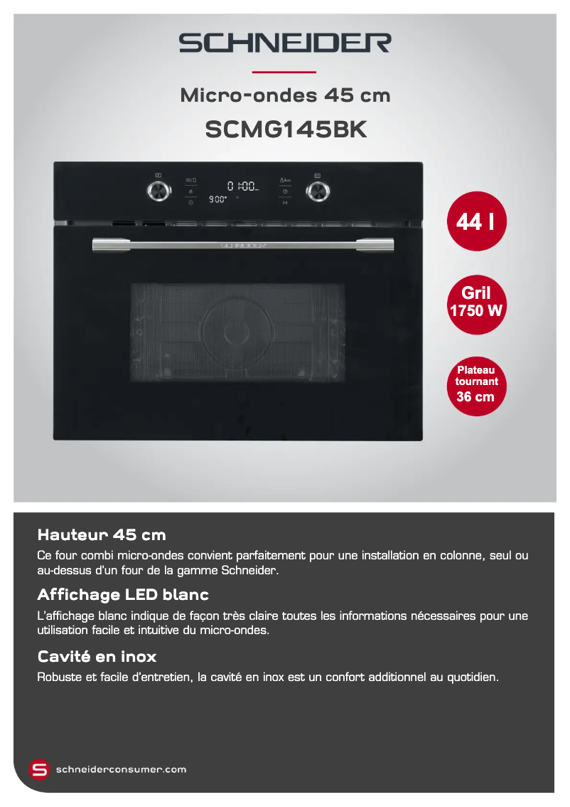 Página 1 del manual Ficha técnica Schneider SCMG145BK