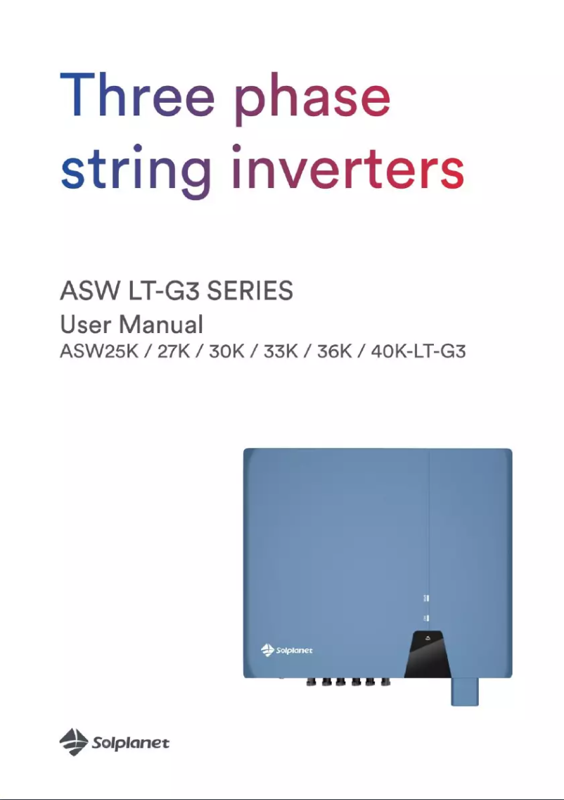 Page 1 de la notice Manuel utilisateur Solplanet ASW4K-LT-G2-Pro