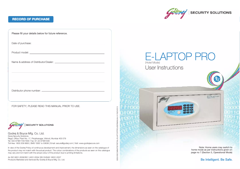 Page n°1 - Manuel utilisateur Godrey E-Laptop Pro