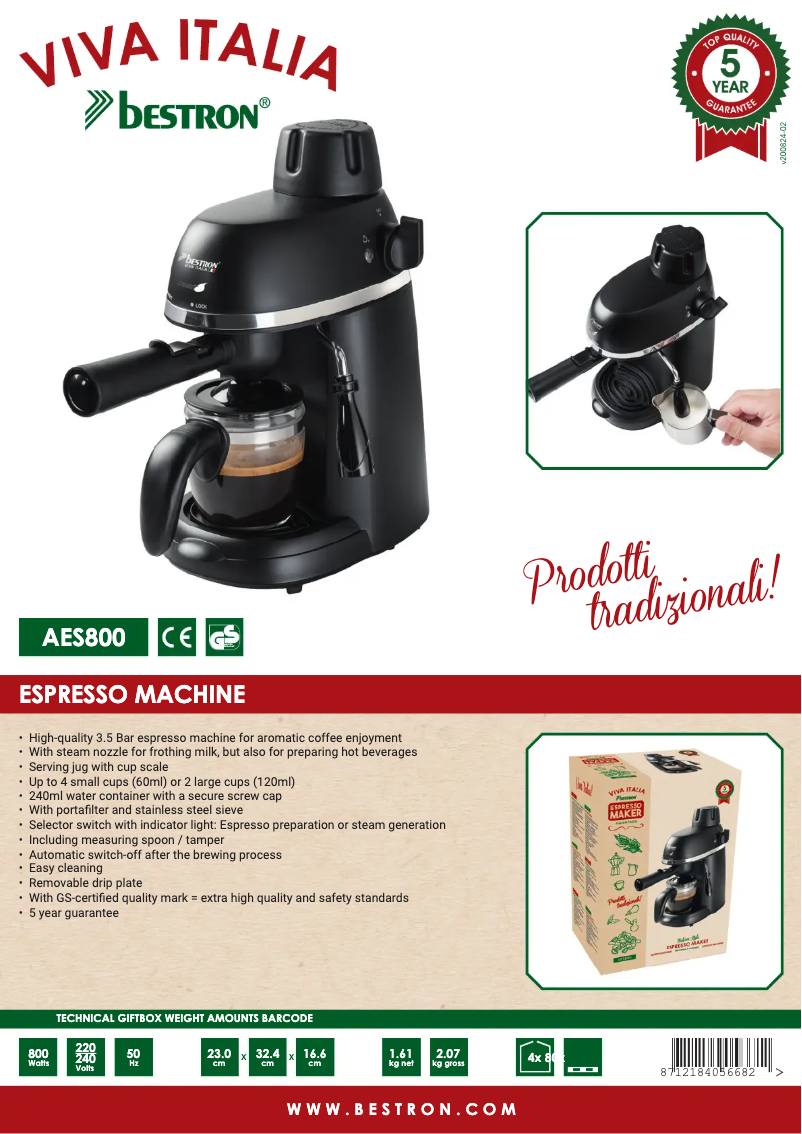 Image de la première page du manuel de l'appareil Viva Italia AES800