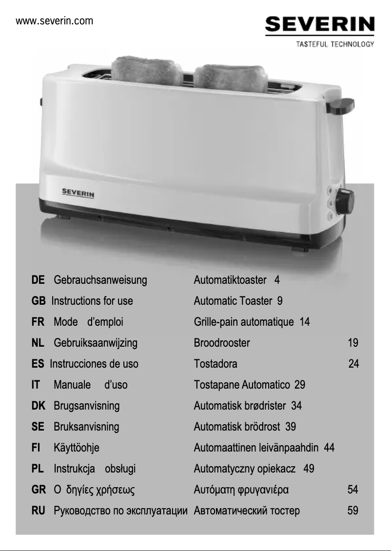 Page 1 de la notice Manuel utilisateur Severin AT 2233
