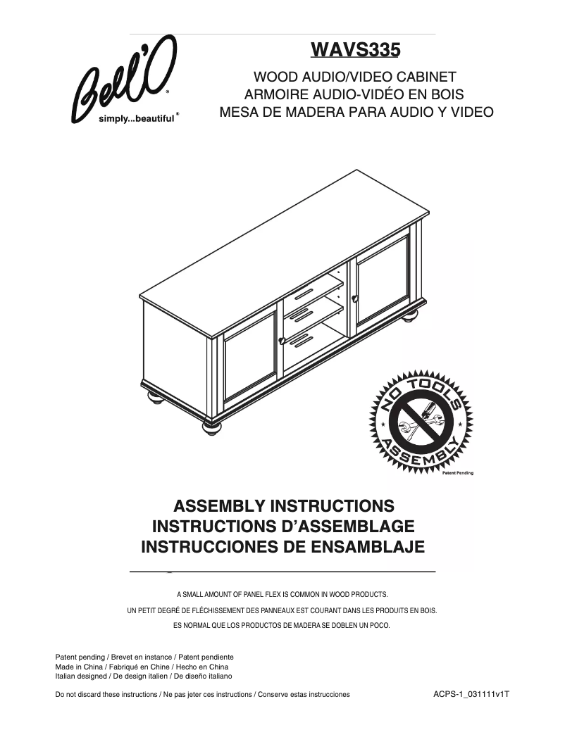 Página 1 del manual Manual de usuario Bell'O WAVS-335